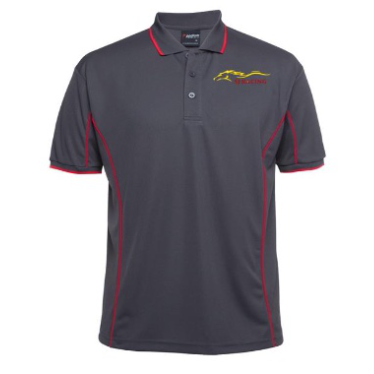 Polo - Mens Charcoal/Red Front