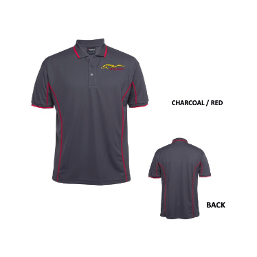 Polo - Mens Charcoal/Red